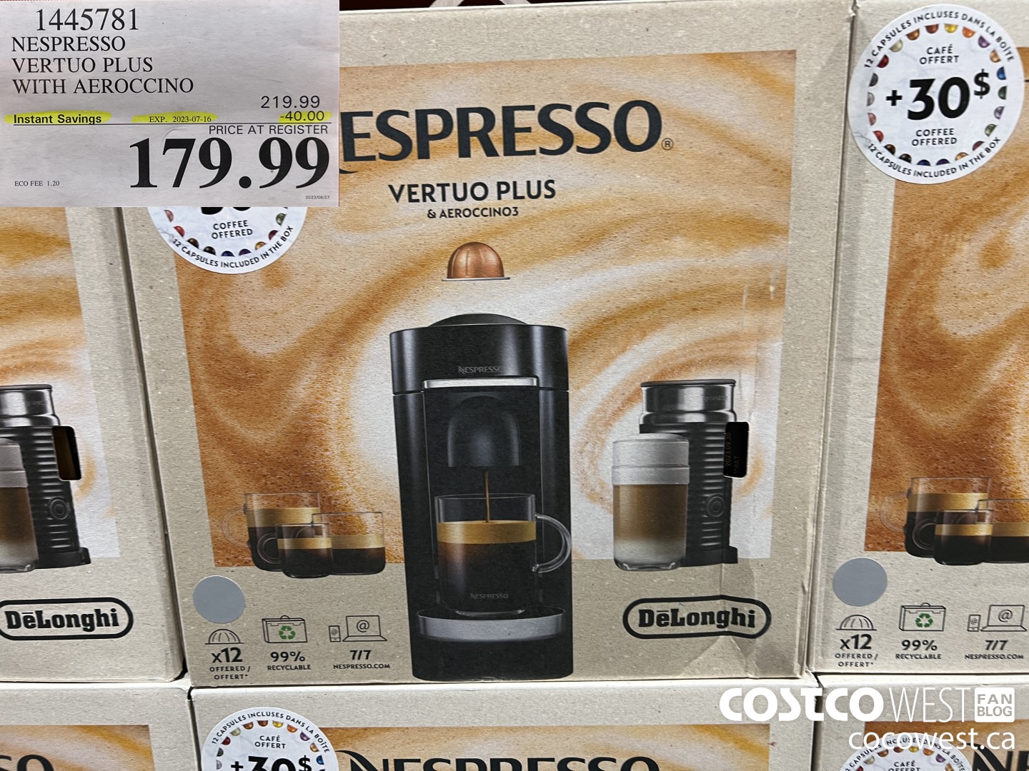 1445781 NESPRESSO VERTUO PLUS WITH AEROCCINO ($40.00 INSTANT SAVINGS EXPIRES ON 2023-07-16) $179.99