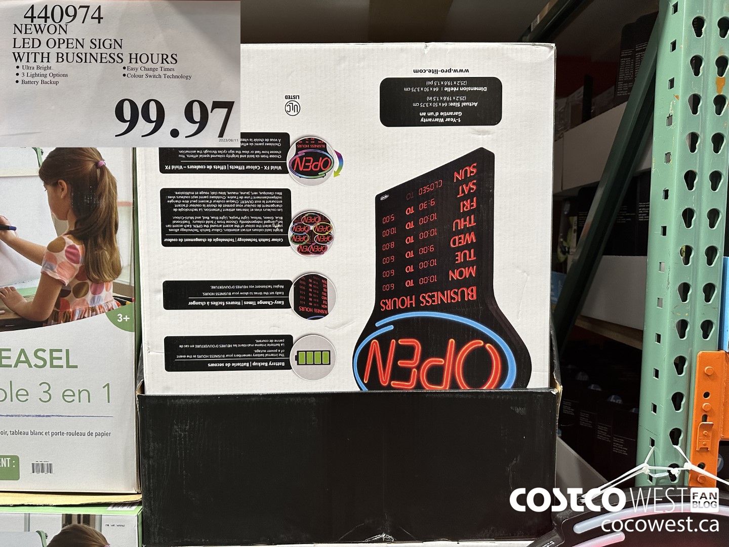 440974 NEWON LED OPEN SIGN with business hours $99.97