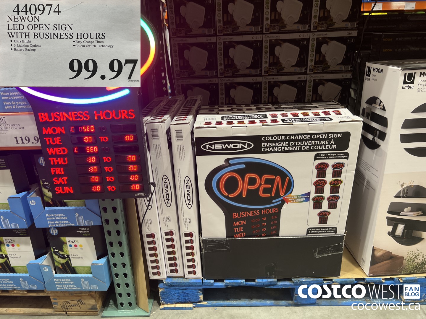 440974 NEWON LED OPEN SIGN with business hours $99.97