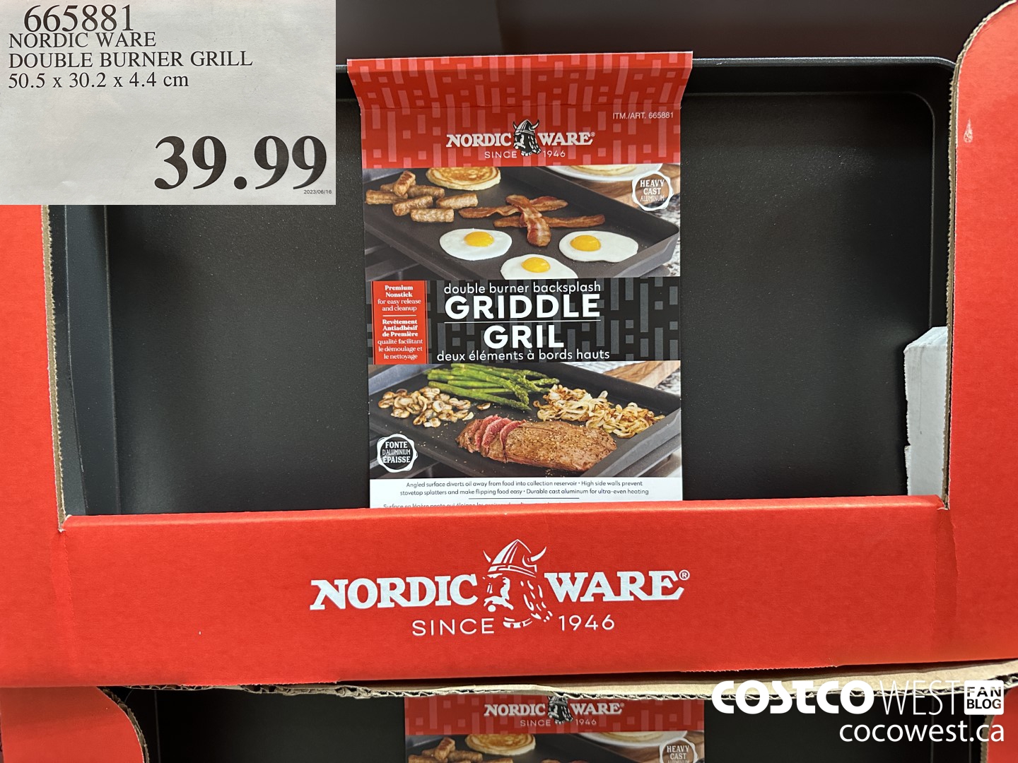665881 NORDIC WARE DOUBLE BURNER GRILL 50.5 X 30.2 X 4.4 CM $39.99
