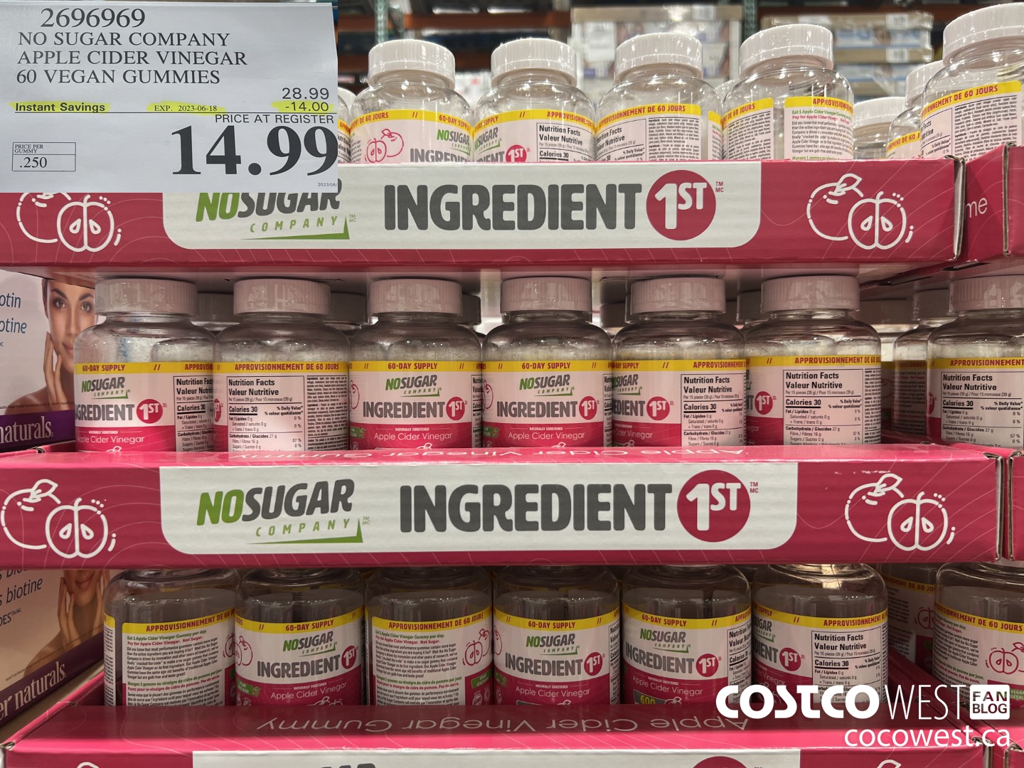 2696969 NO SUGAR COMPANY APPLE CIDER VINEGAR 60 VEGAN GUMMIES ($14.00 INSTANT SAVINGS EXPIRES ON 2023-06-18) $14.99