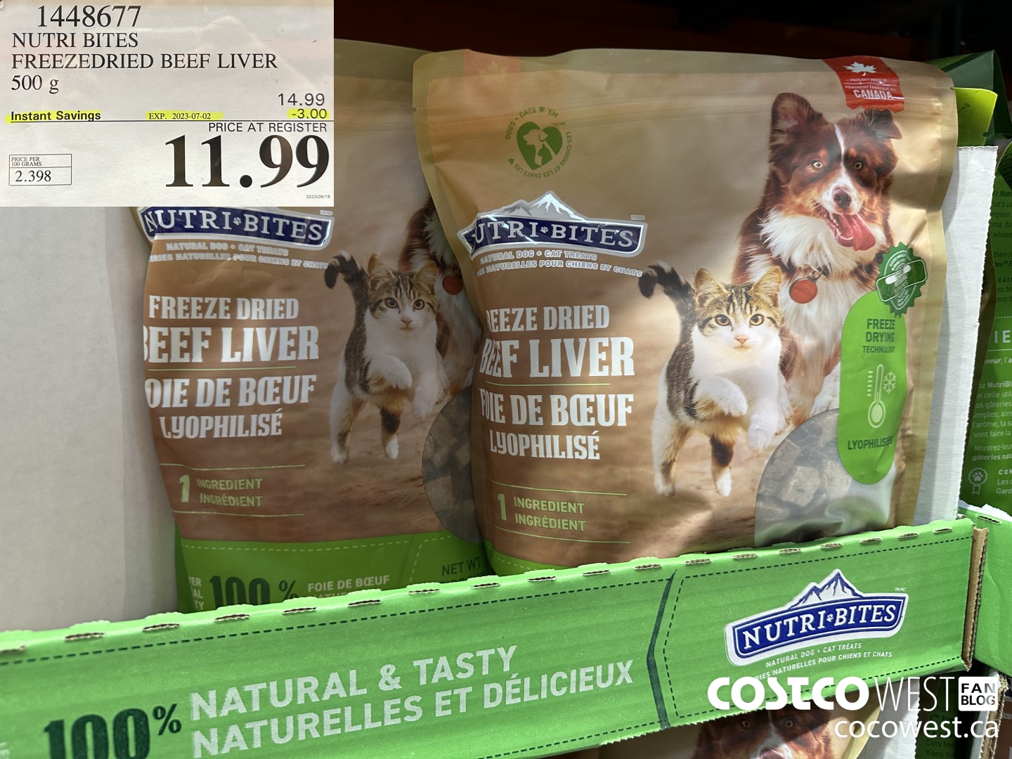 1448677 NUTRI BITES FREEZEDRIED BEEF LIVER 500 g ($3.00 INSTANT SAVINGS EXPIRES ON 2023-07-02) $11.99