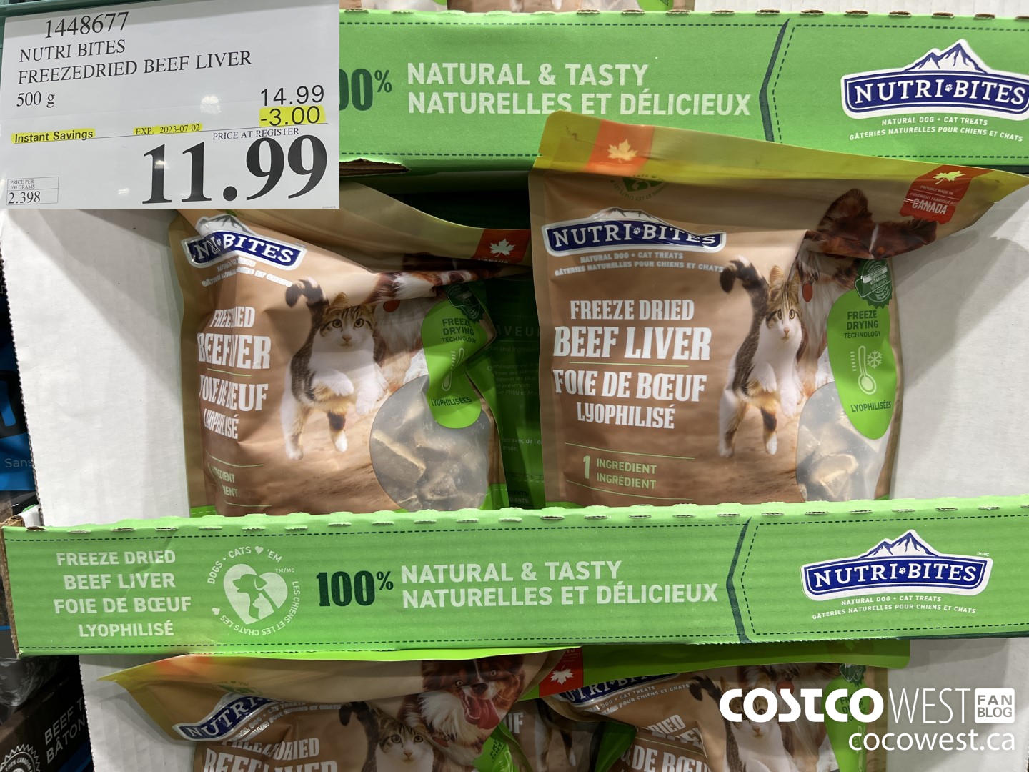 1448677 NUTRI BITES FREEZEDRIED BEEF LIVER 500 g ($3.00 INSTANT SAVINGS EXPIRES ON 2023-07-02) $11.99