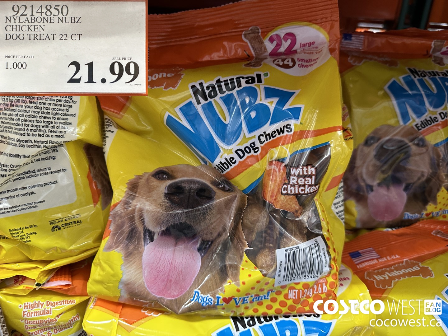 9214850 NYLABONE NUBZ CHICKEN DOG TREAT 22 CT $21.99