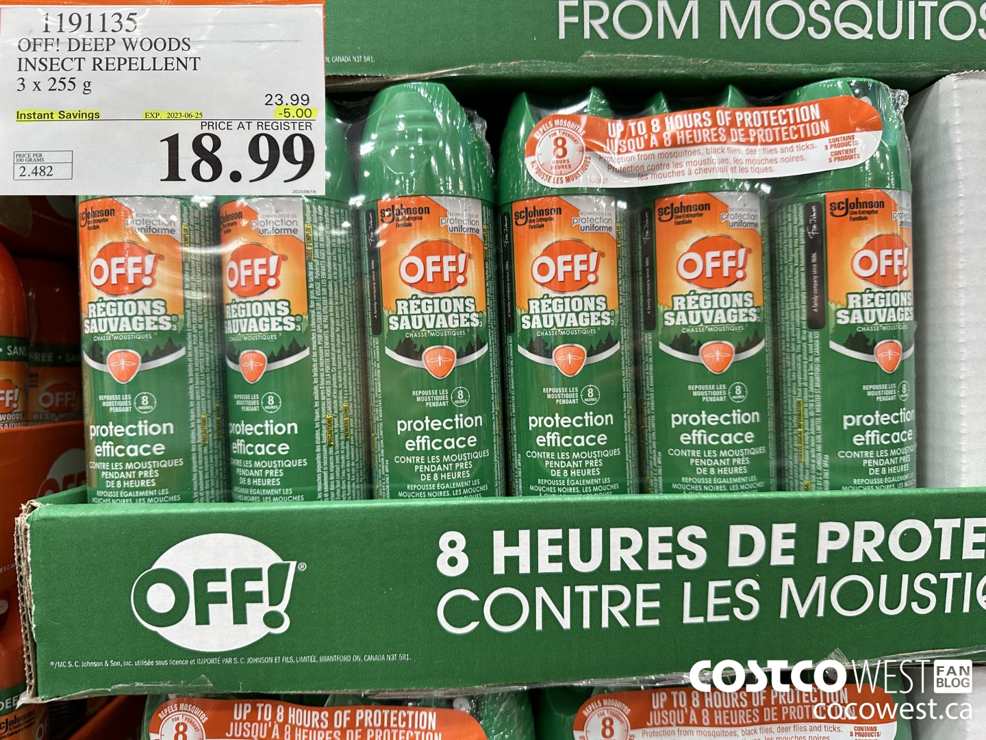 1191135 OFF! DEEP WOODS INSECT REPELLENT 3 x 255 g ($5.00 INSTANT SAVINGS EXPIRES ON 2023-06-25) $18.99