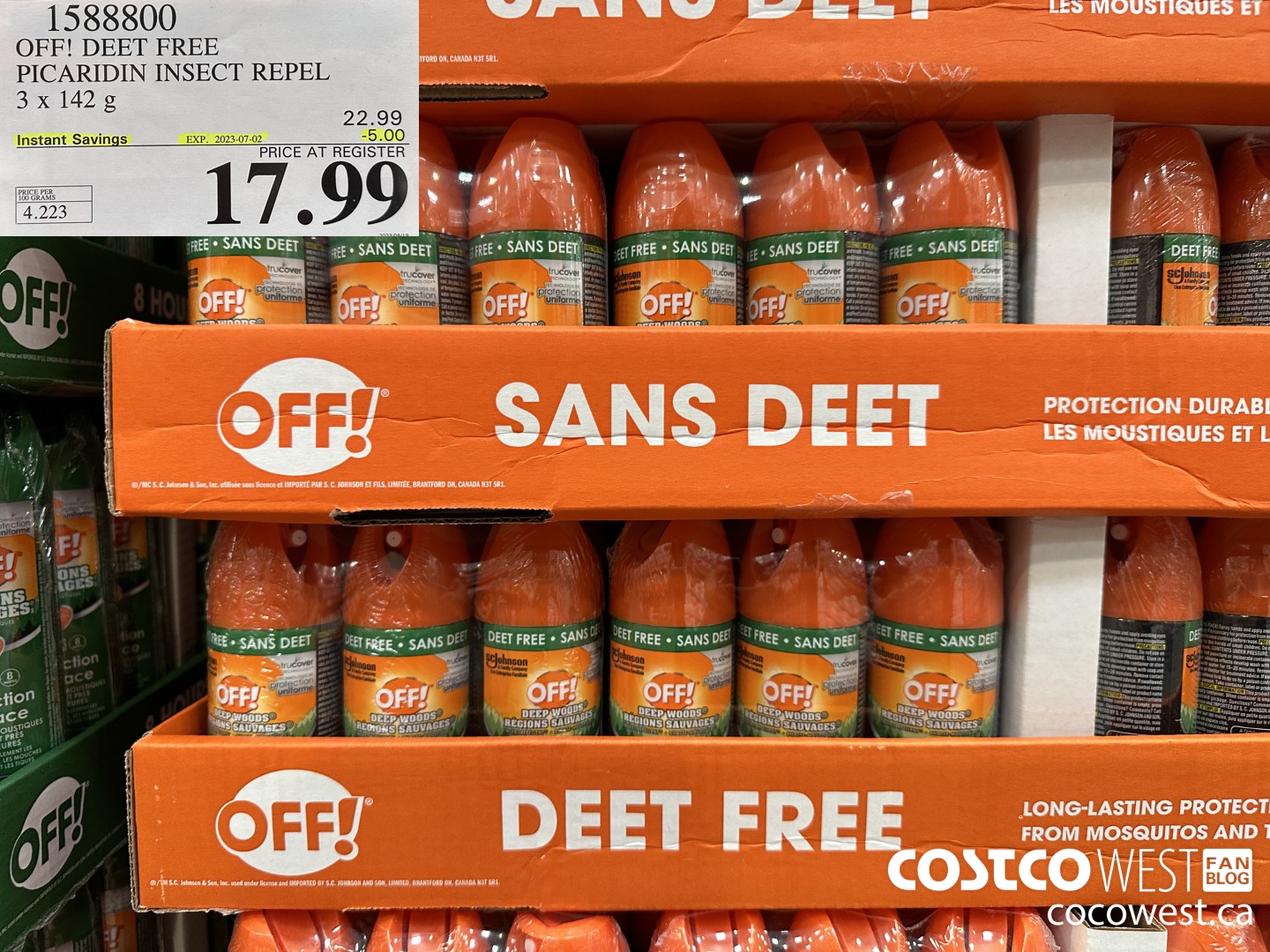 1588800 OFF! DEET FREE PICARIDIN INSECT REPEL 3 x 142 g  ($5.00 INSTANT SAVINGS EXPIRES ON 2023-07-02) $17.99