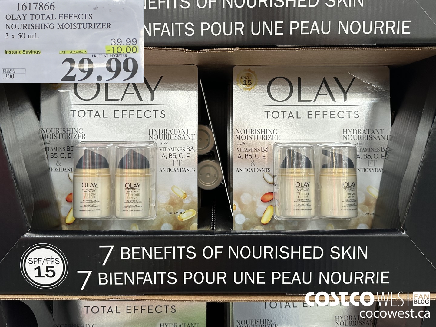 1617866 OLAY TOTAL EFFECTS ANTI-AGING MOISTURIZER 2 X 50 ML ($10.00 INSTANT SAVINGS EXPIRES ON 2023-06-25) $29.99