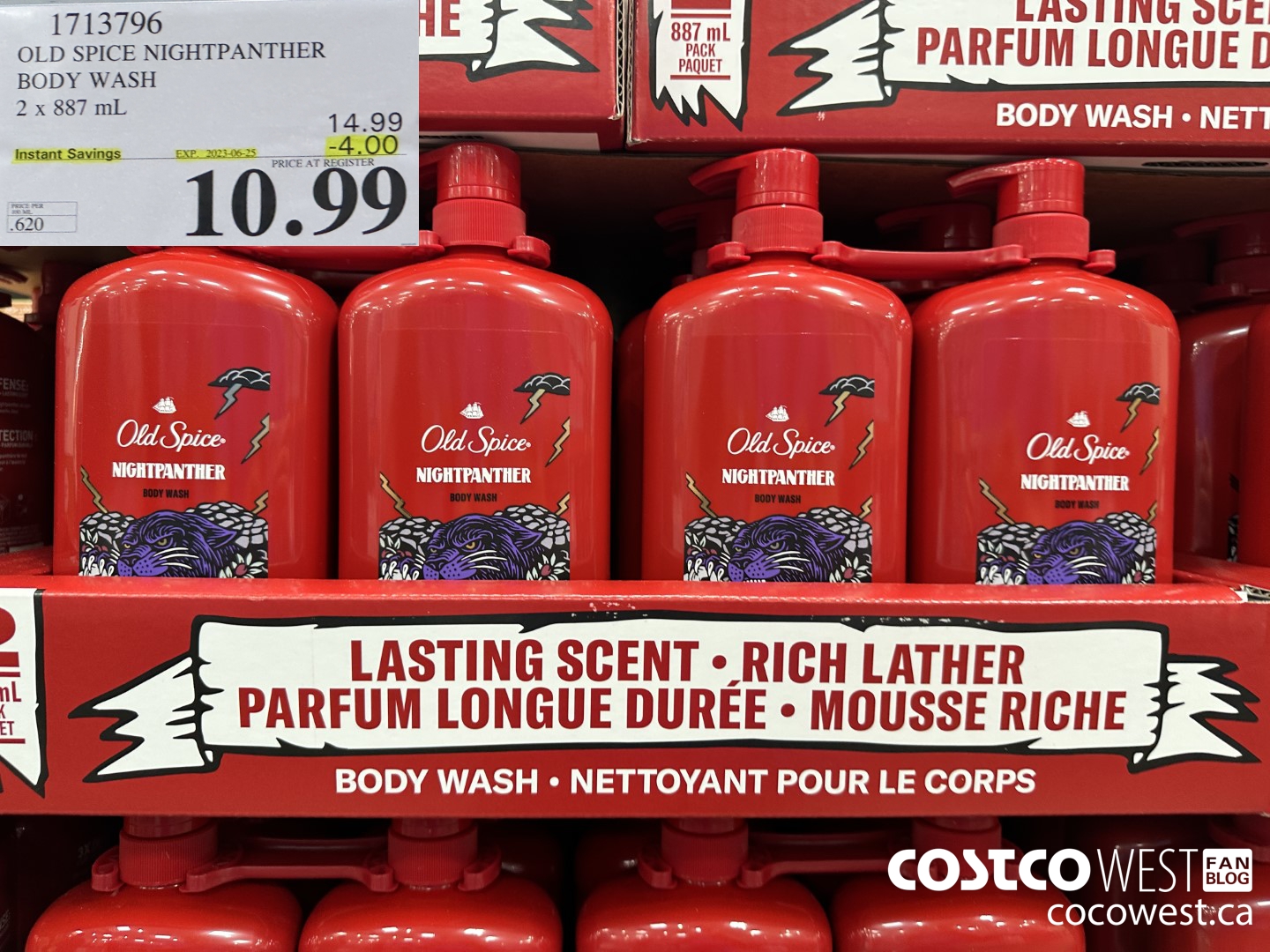 1713796 OLD SPICE NIGHTPANTHER BODY WASH 2 X 887 ML ($4.00 INSTANT SAVINGS EXPIRES ON 2023-06-25) $10.99