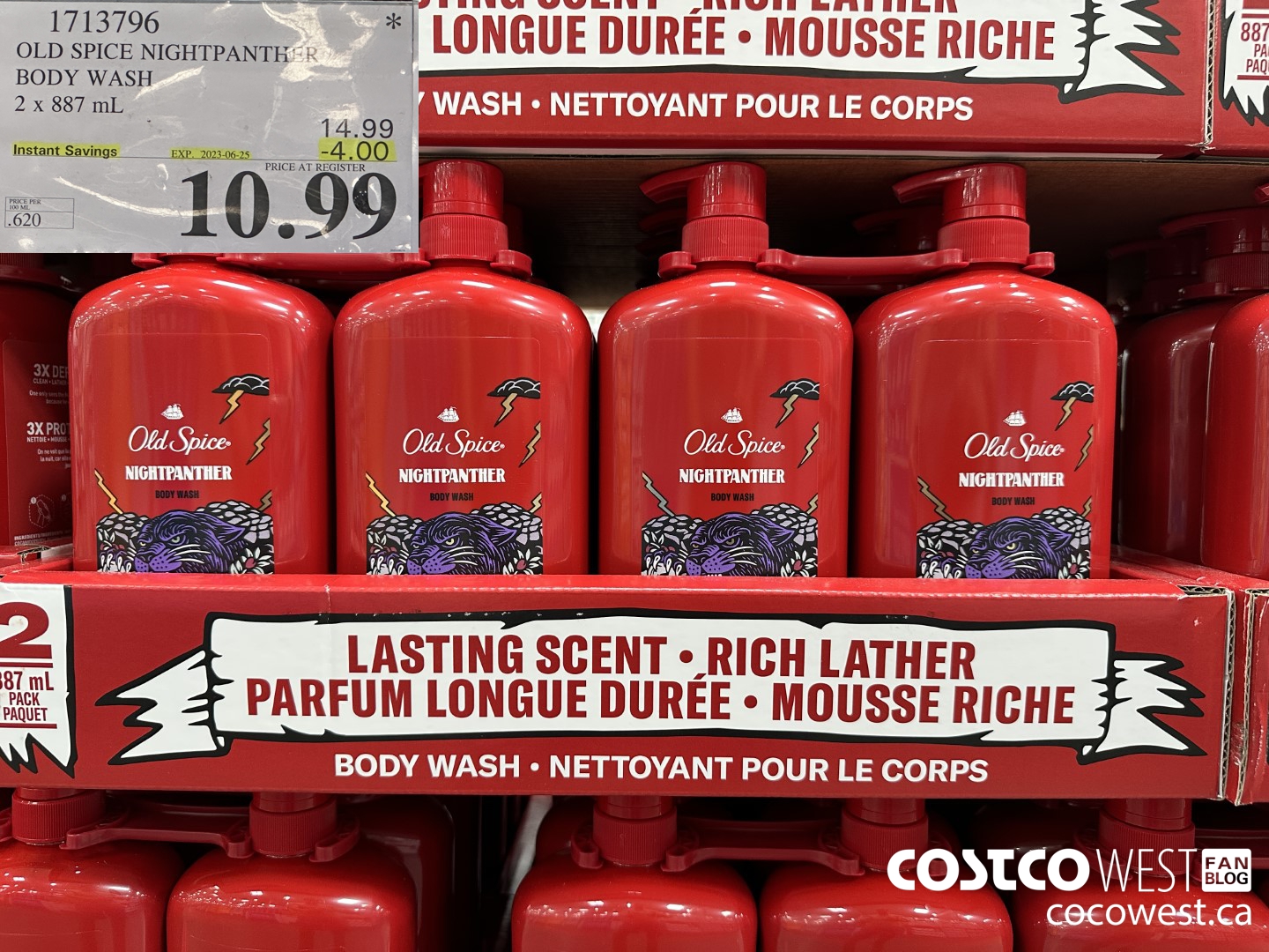 1713796 OLD SPICE NIGHTPANTHER BODY WASH 2 X 887 ML ($4.00 INSTANT SAVINGS EXPIRES ON 2023-06-25) $10.99