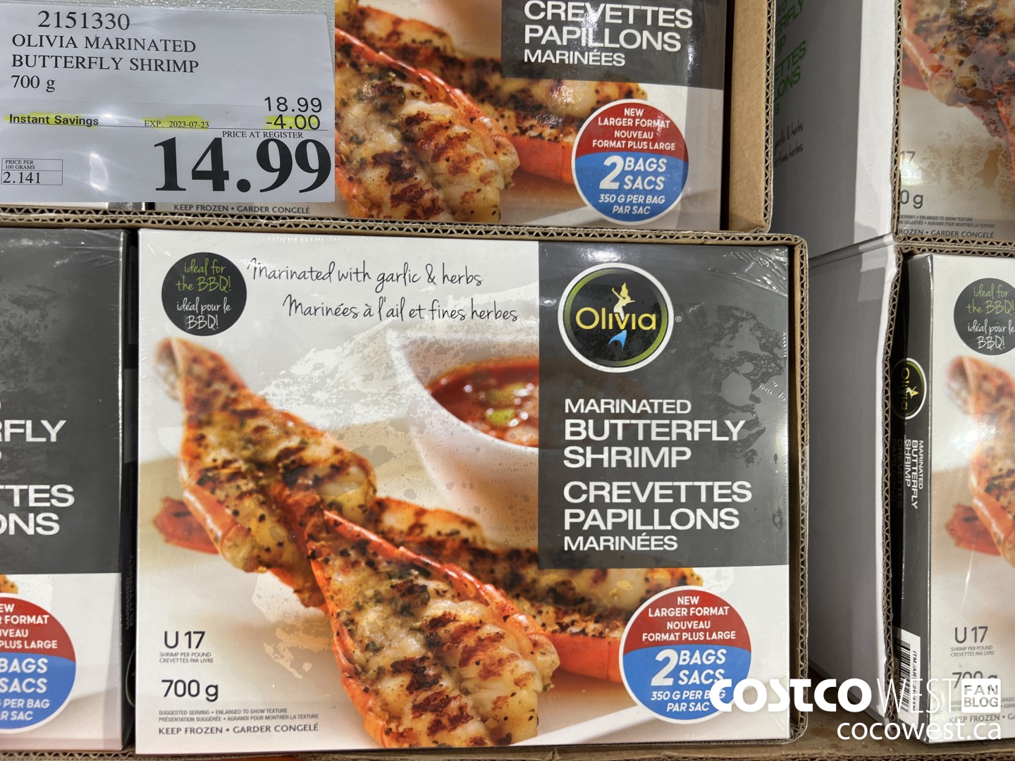 2151330 OLIVIA MARINATED BUTTERFLY SHRIMP 700G ($4.00 INSTANT SAVINGS EXPIRES ON 2023-07-23) $14.99