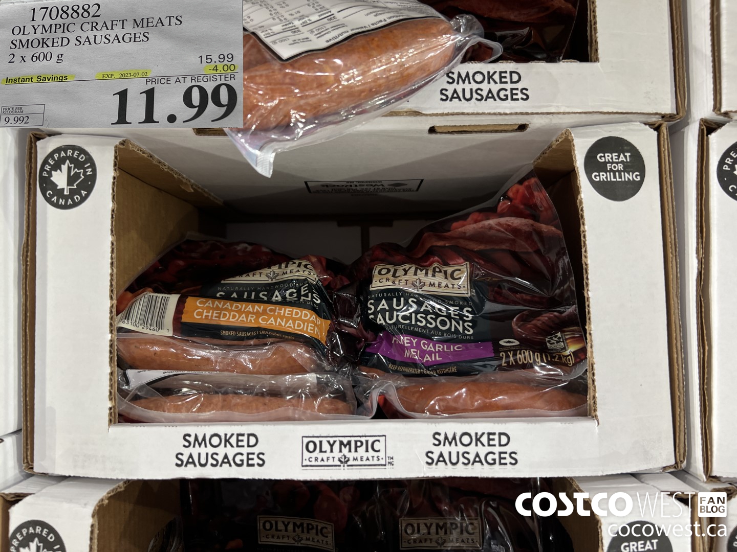 1708882 OLYMPIC CRAFT MEATS SMOKED SAUSAGES 2 X 600G ($4.00 INSTANT SAVINGS EXPIRES ON 2023-07-02) $11.99