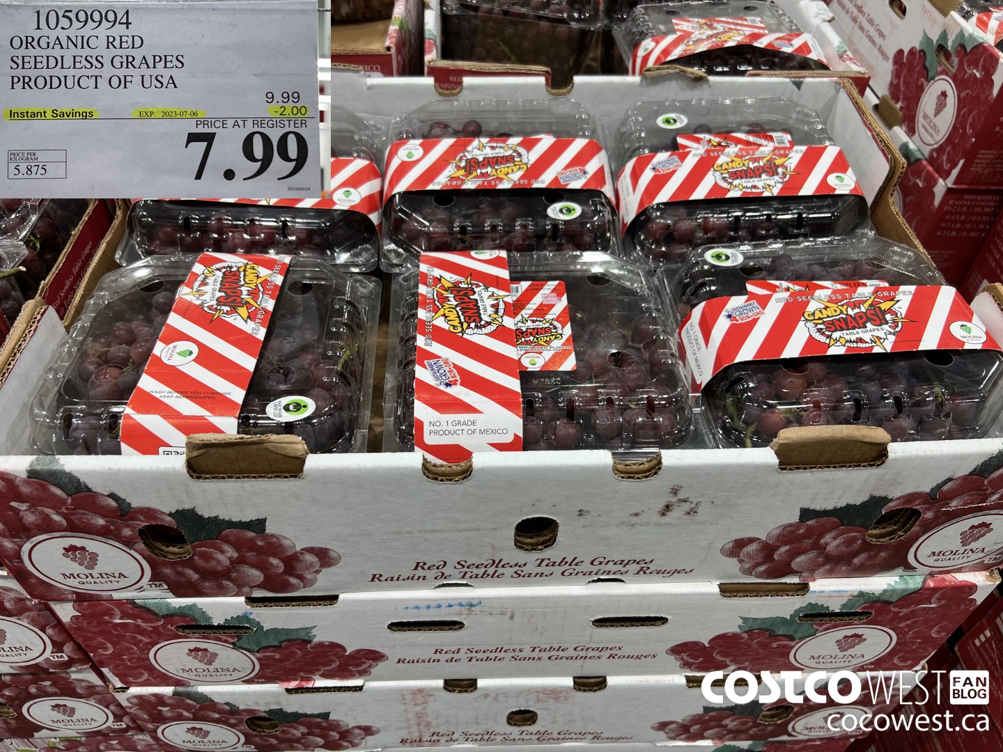 1059994 ORGANIC RED SEEDLESS GRAPES PRODUCT OF USA ($2.00 INSTANT SAVINGS EXPIRES ON 2023-07-06) $7.99