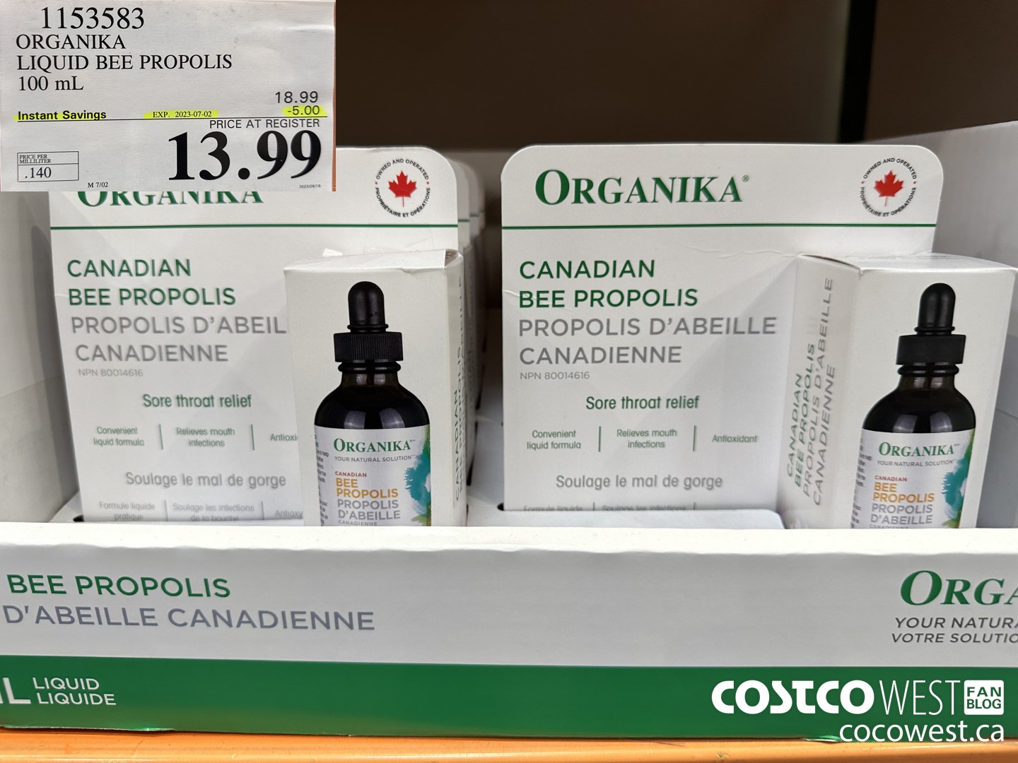 1153583 ORGANIKA LIQUID BEE PROPOLIS 100 mL ($5.00 INSTANT SAVINGS EXPIRES ON 2023-07-02) $13.99