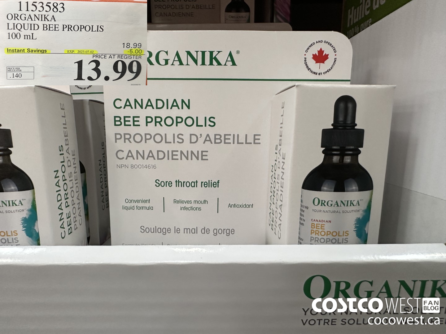 1153583 ORGANIKA LIQUID BEE PROPOLIS 100 mL ($5.00 INSTANT SAVINGS EXPIRES ON 2023-07-02) $13.99