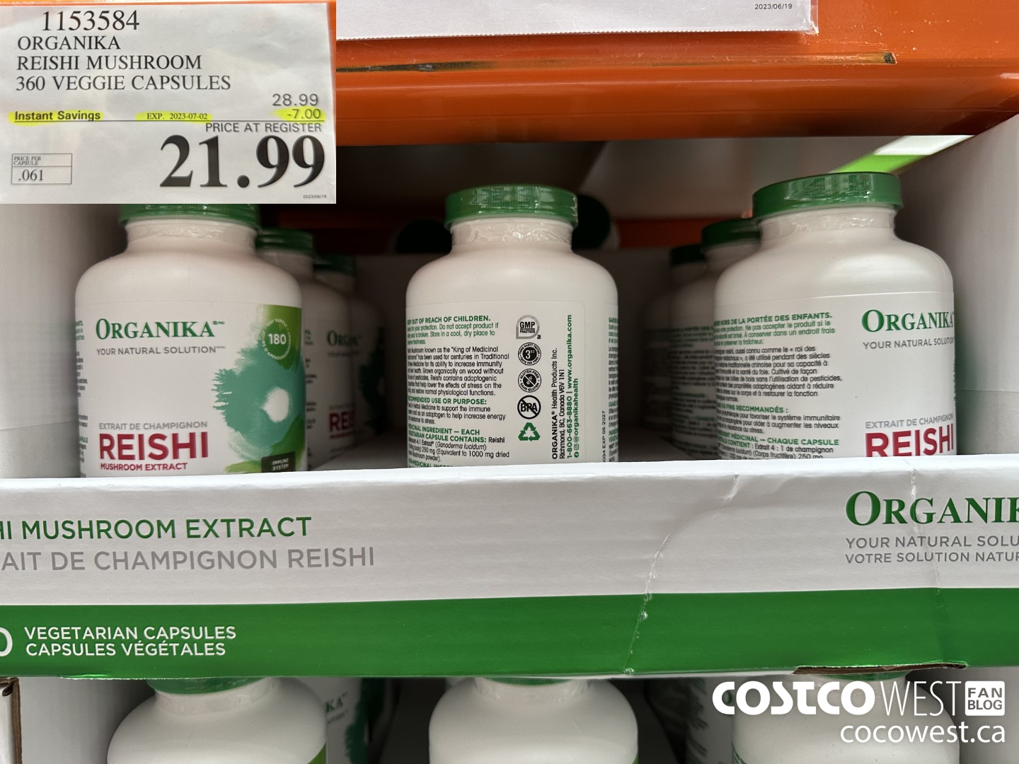 1153584 ORGANIKA REISHI MUSHROOM 360 VEGGIE CAPSULES ($7.00 INSTANT SAVINGS EXPIRES ON 2023-07-02) $21.99