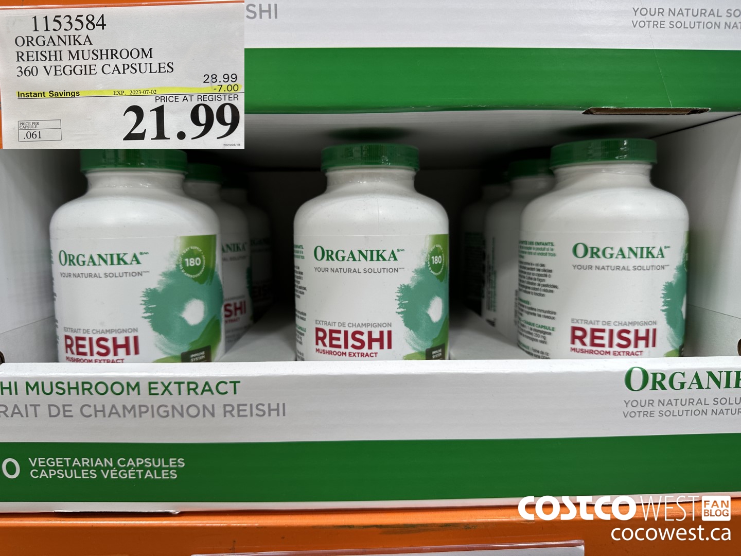 1153584 ORGANIKA REISHI MUSHROOM 360 VEGGIE CAPSULES ($7.00 INSTANT SAVINGS EXPIRES ON 2023-07-02) $21.99