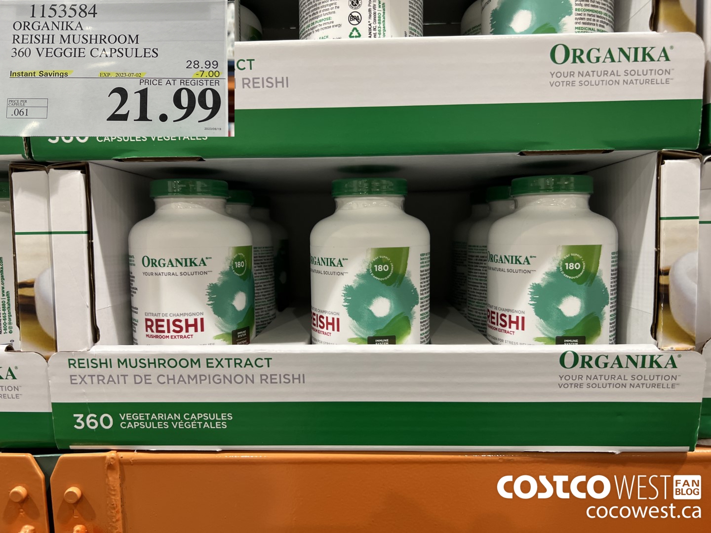 1153584 ORGANIKA REISHI MUSHROOM 360 VEGGIE CAPSULES ($7.00 INSTANT SAVINGS EXPIRES ON 2023-07-02) $21.99