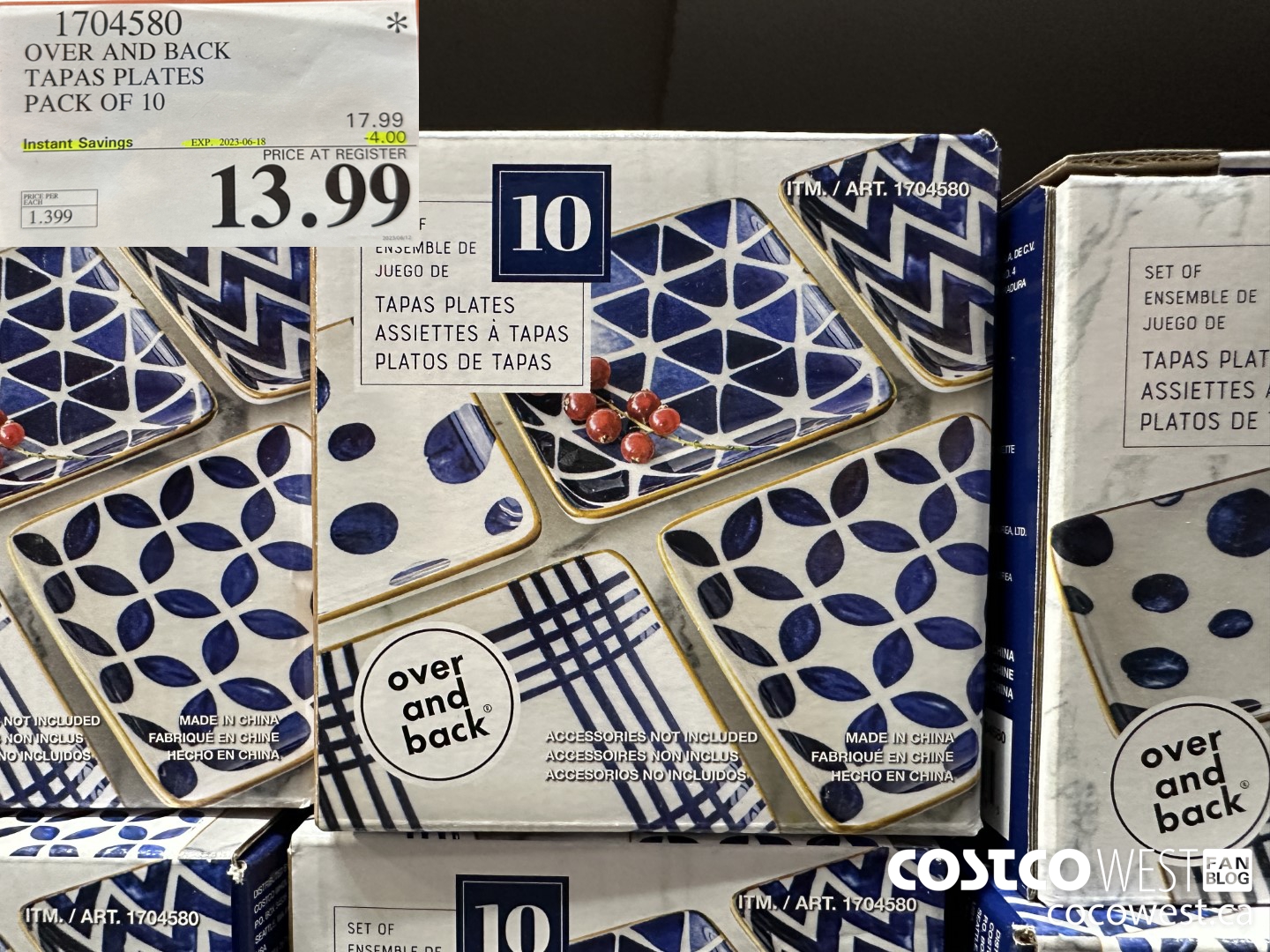 1704580 OVER AND BACK TAPAS PLATES PACK OF 10 ($4.00 INSTANT SAVINGS EXPIRES ON 2023-06-18) $13.99