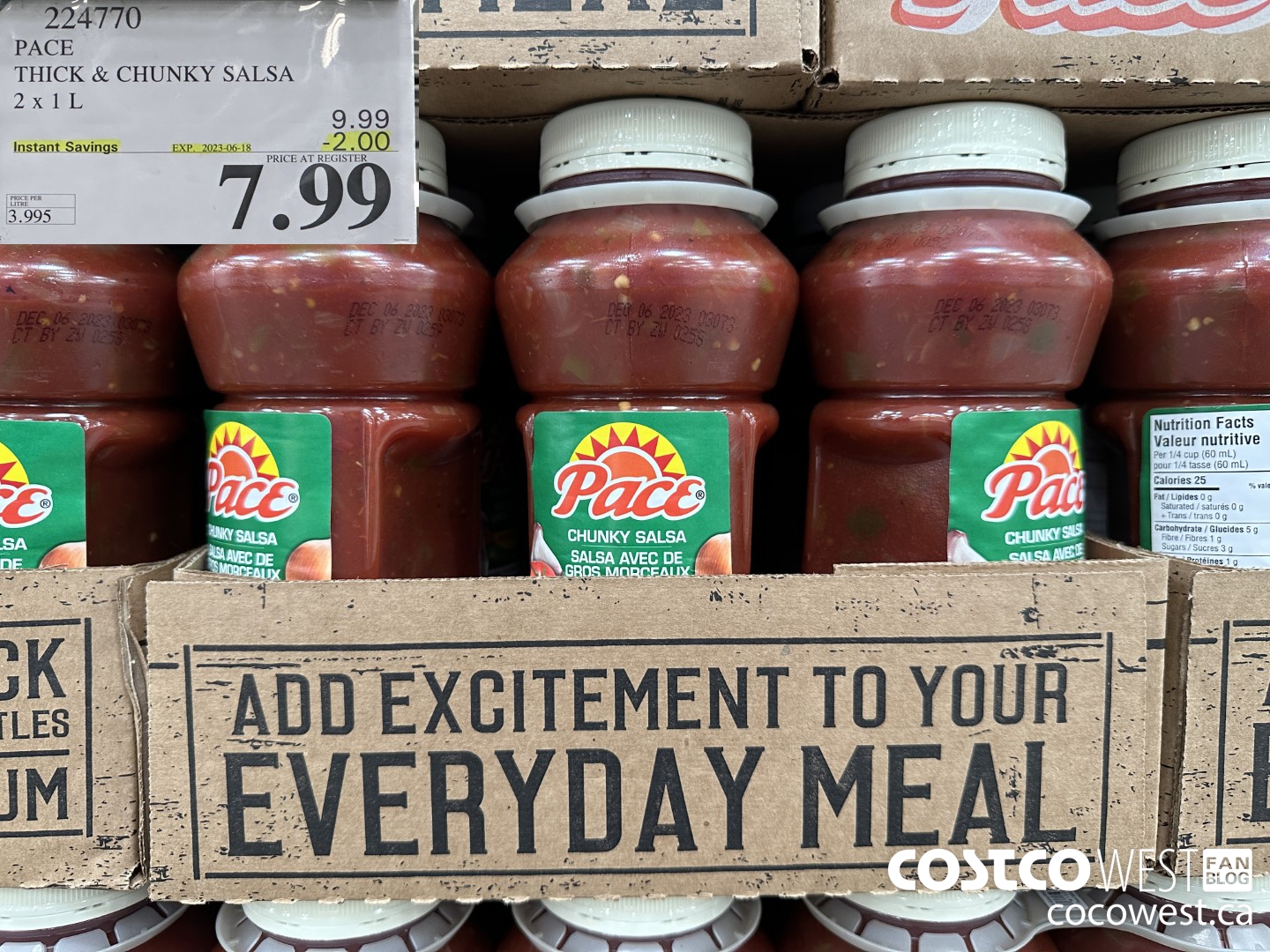 224770 PACE THICK & CHUNKY SALSA 2 X 1L ($2.00 INSTANT SAVINGS EXPIRES ON 2023-06-18) $7.99