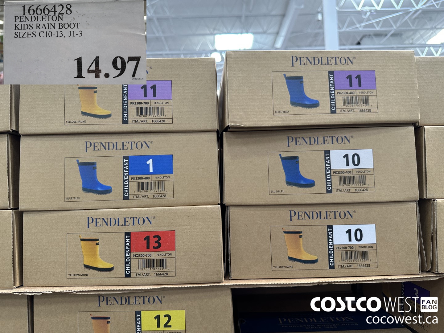 1666428 PENDLETON KIDS RAIN BOOTS SIZES C10-13, J1-3 $14.97