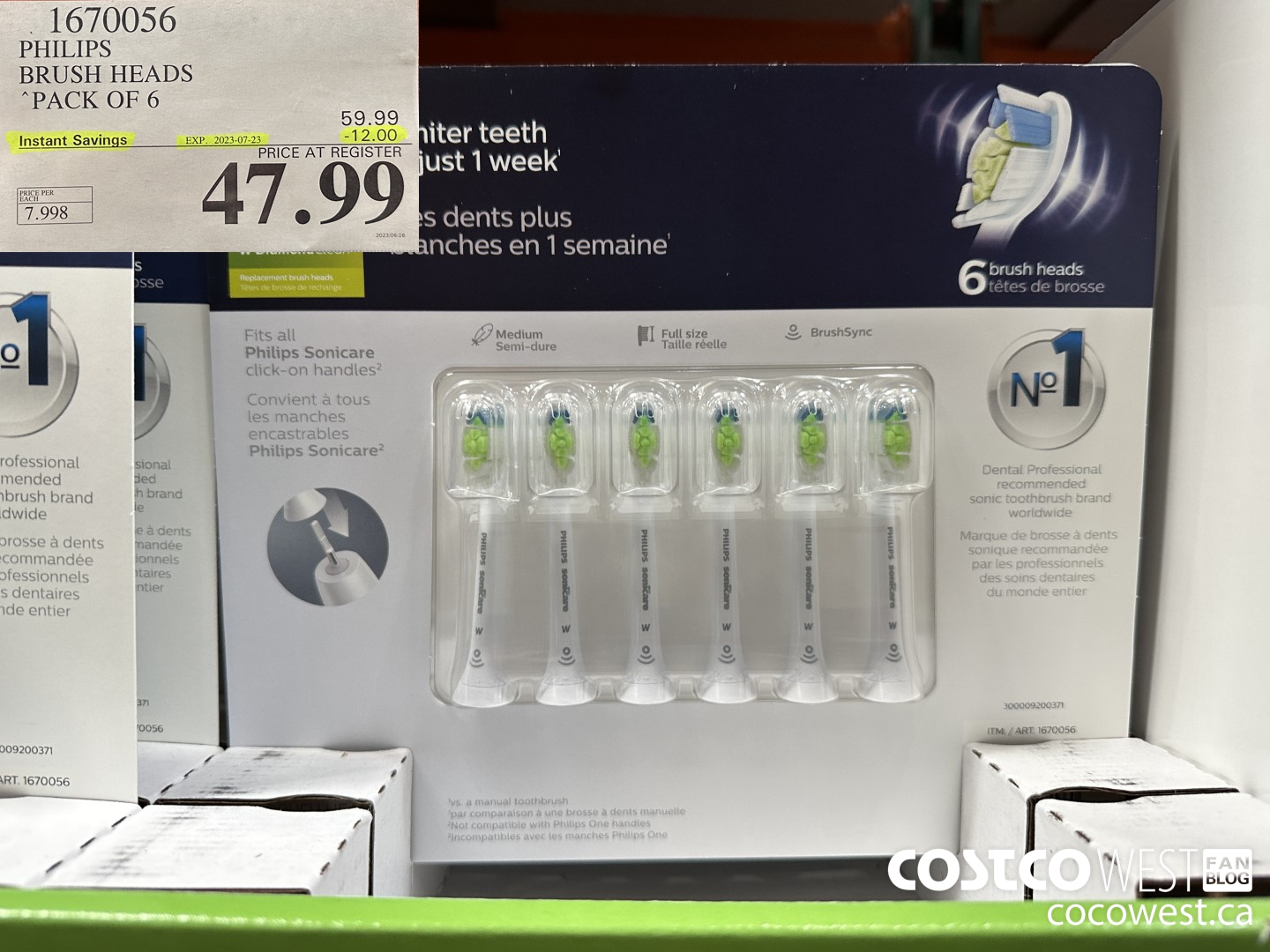 1670056 PHILIPS BRUSH HEADS 6-PACK ($12.00 INSTANT SAVINGS EXPIRES ON 2023-07-23) $47.99