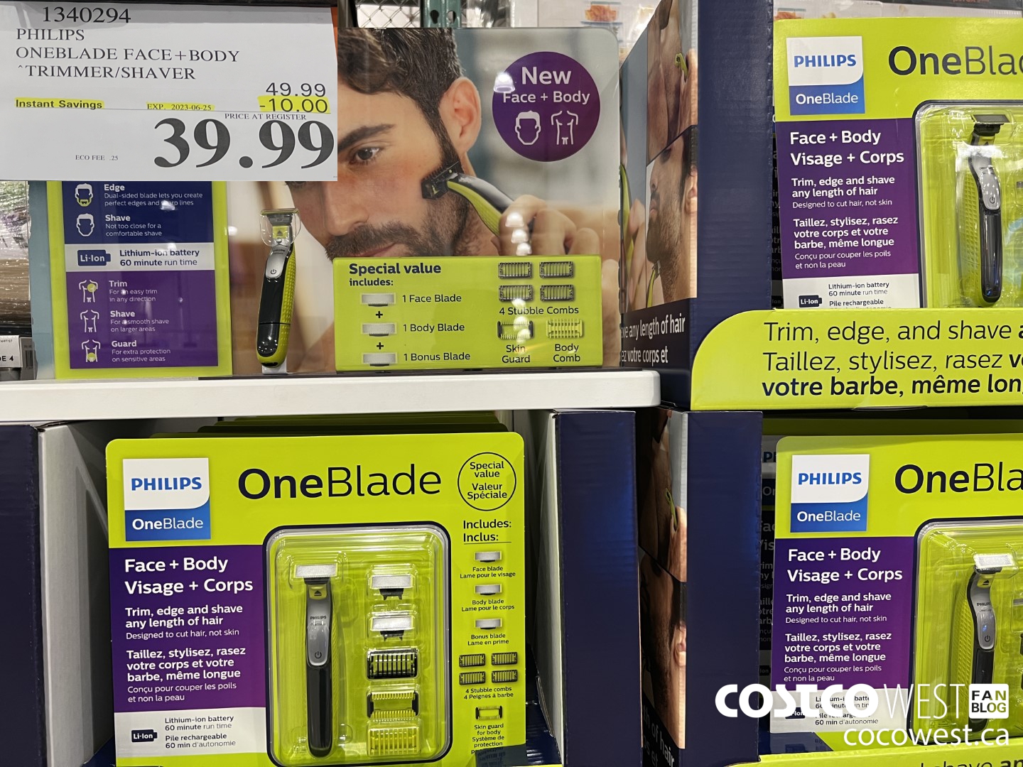 1340294 PHILIPS ONEBLADE FACE+BODY TRIMMER/SHAVER ($10.00 INSTANT SAVINGS EXPIRES ON 2023-06-25) $39.99