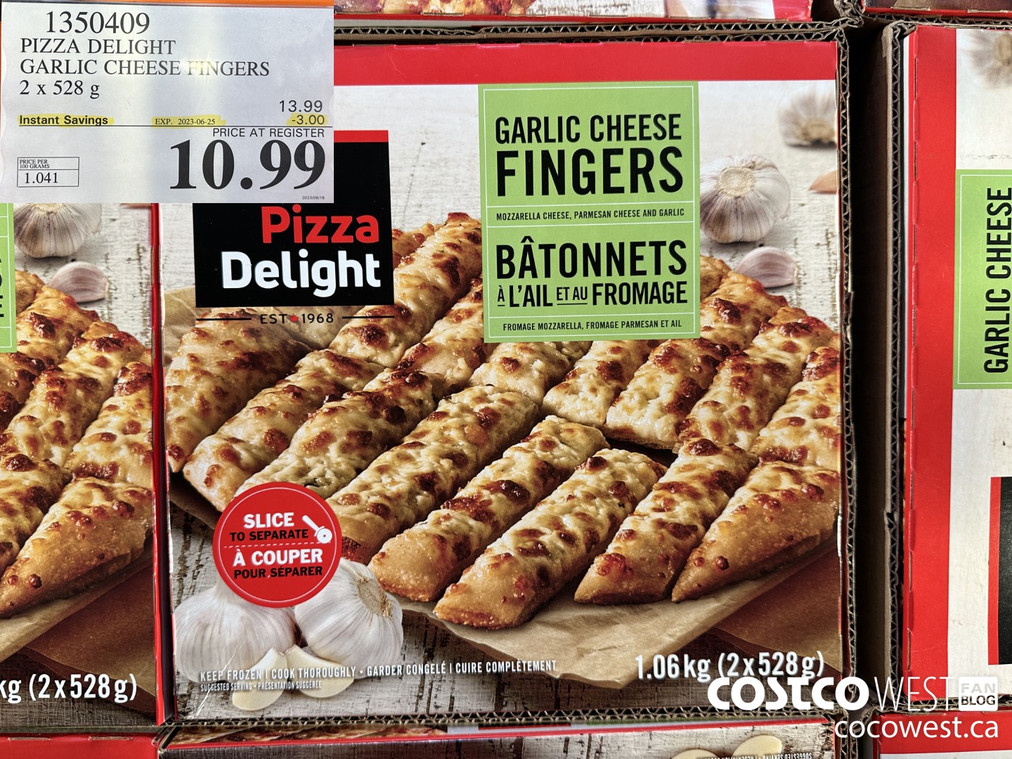 1350409 PIZZA DELIGHT GARLIC CHEESE FINGERS 2 x 528 g ($3.00 INSTANT SAVINGS EXPIRES ON 2023-06-25) $10.99