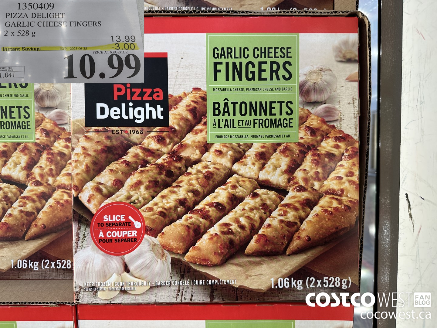 1350409 PIZZA DELIGHT GARLIC CHEESE FINGERS 2 x 528 g ($3.00 INSTANT SAVINGS EXPIRES ON 2023-06-25) $10.99