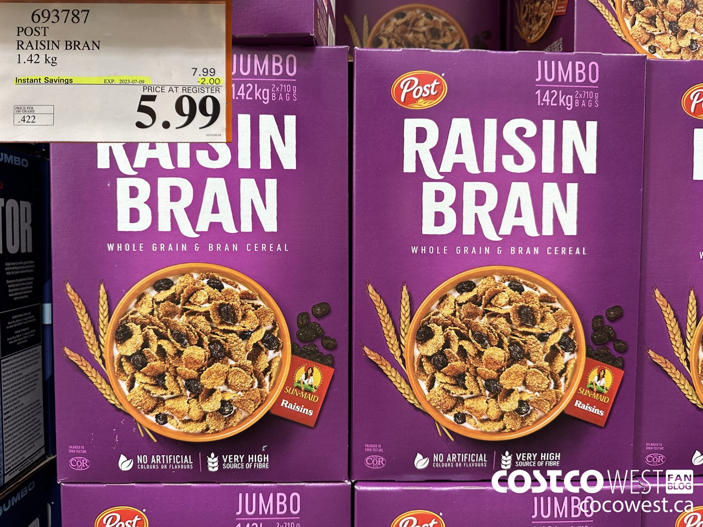 693787 POST RAISIN BRAN 1.42 KG ($2.00 INSTANT SAVINGS EXPIRES ON 2023-07-09) $5.99