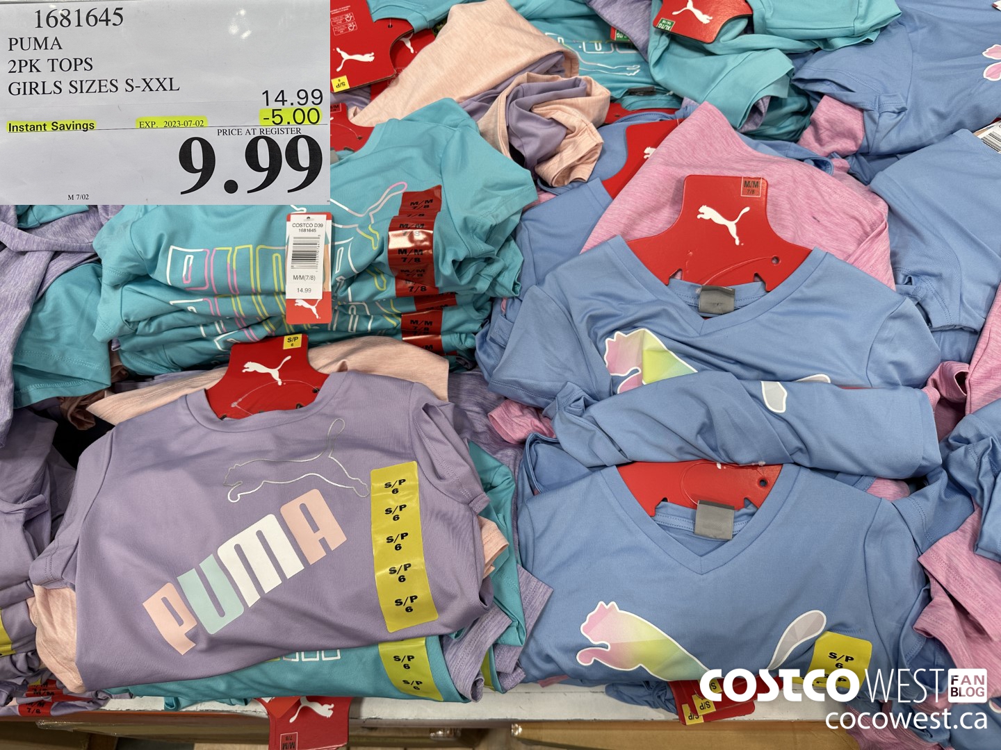 1681645 PUMA 2PK TOPS GIRLS SIZES S-XXL 2023-07-2 ($5.00 INSTANT SAVINGS) $9.99