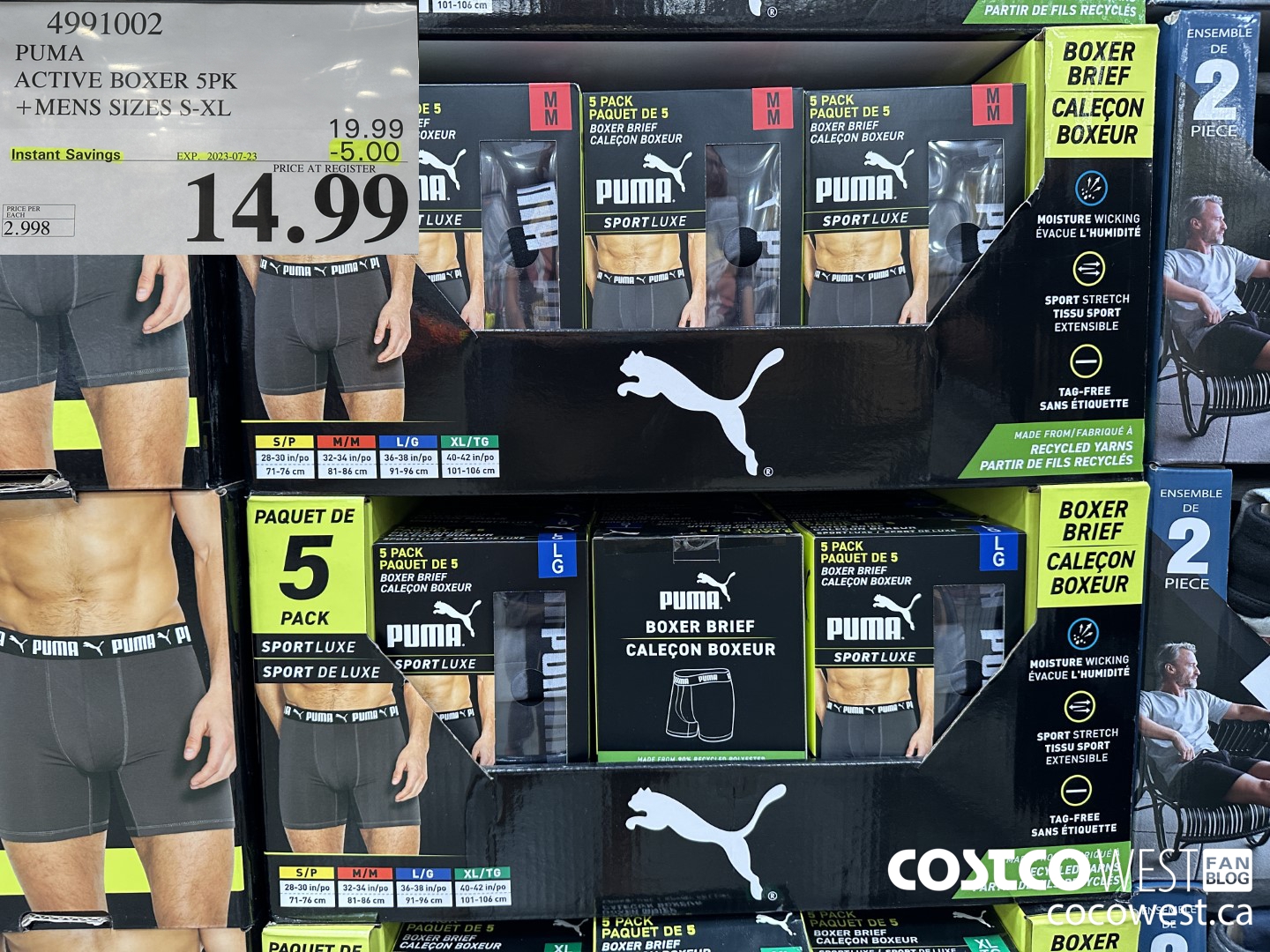 4991002 PUMA ACTIVE BOXER 5PK MENS SIZES S-XL ($5.00 INSTANT SAVINGS EXPIRES ON 2023-07-23) $14.99