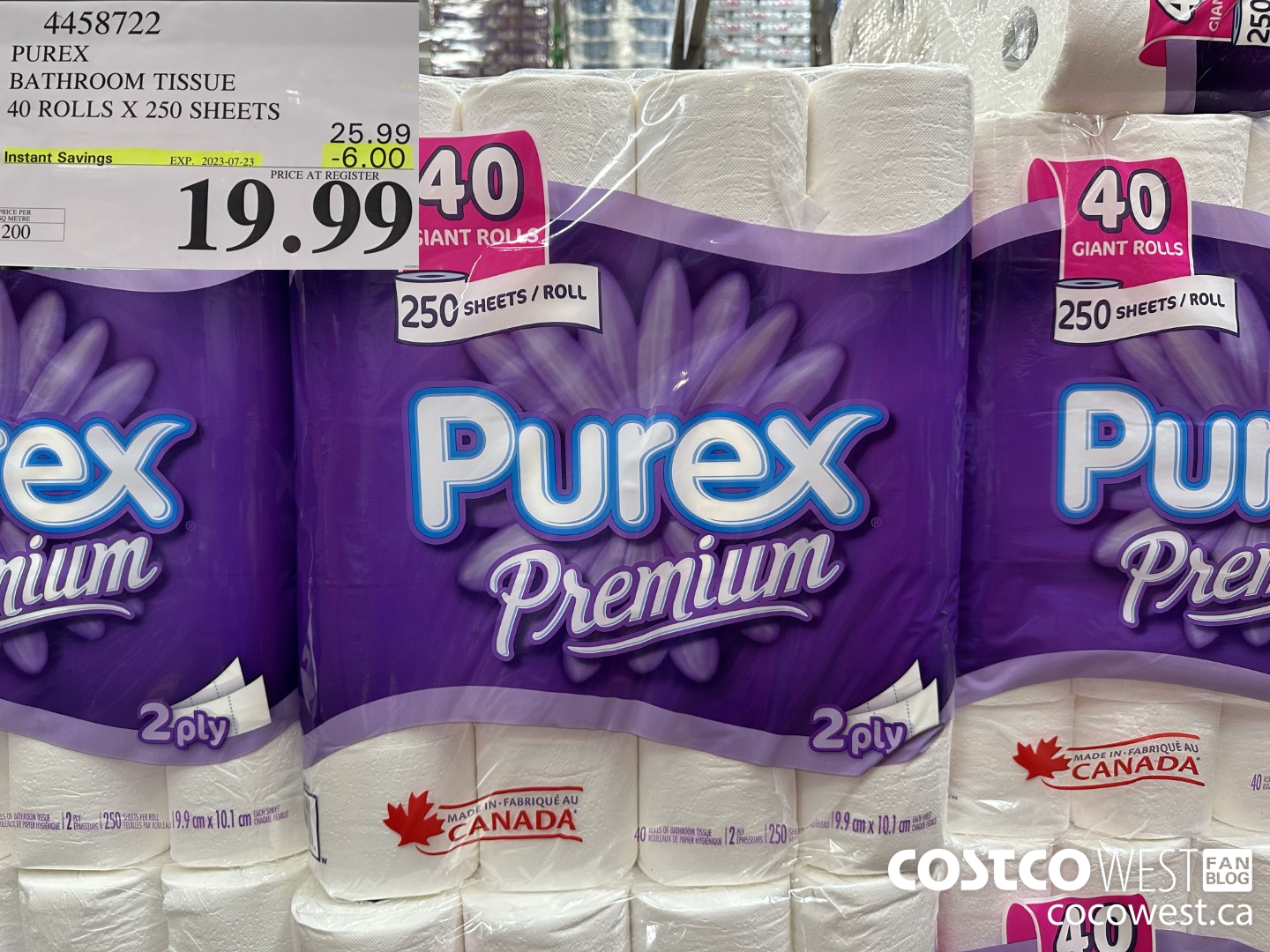 4458722 PUREX BATHROOM TISSUE 40 ROLLS X 250 SHEETS ($6.00 INSTANT SAVINGS EXPIRES ON 2023-07-23) $19.99