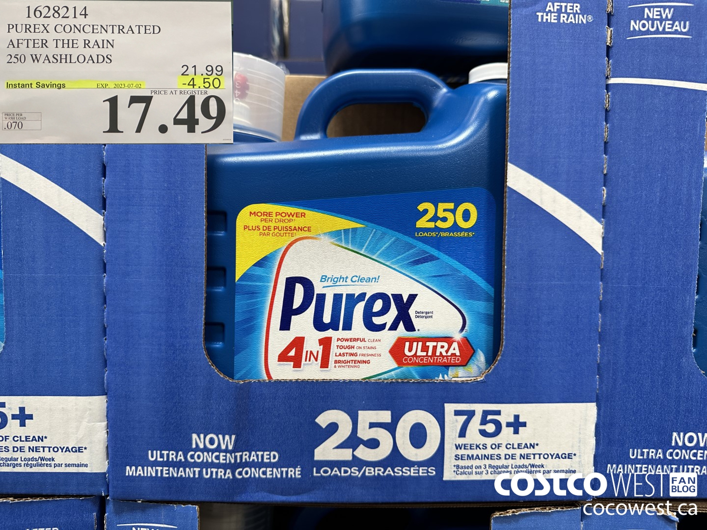 1628214 PUREX CONCENTRATED AFTER THE RAIN 250 WASHLOADS ($4.50 INSTANT SAVINGS EXPIRES ON 2023-07-02) $17.49