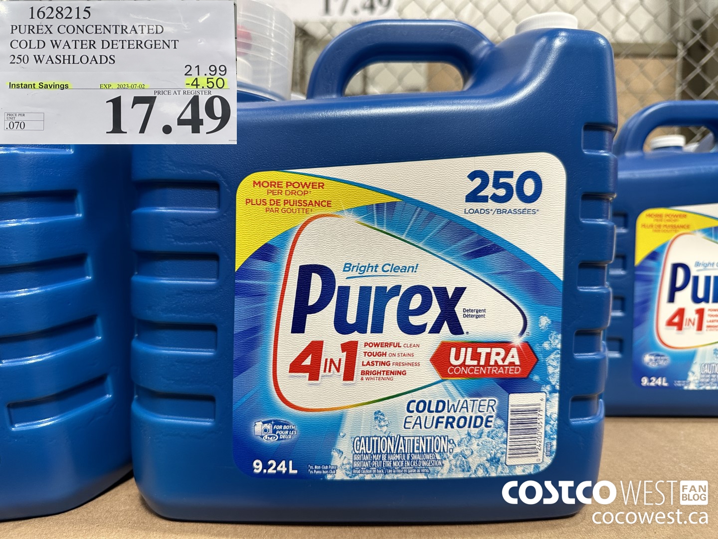 1628215 PUREX CONCENTRATED COLD WATER DETERGENT 250 WASHLOADS ($4.50 INSTANT SAVINGS EXPIRES ON 2023-07-02) $17.49