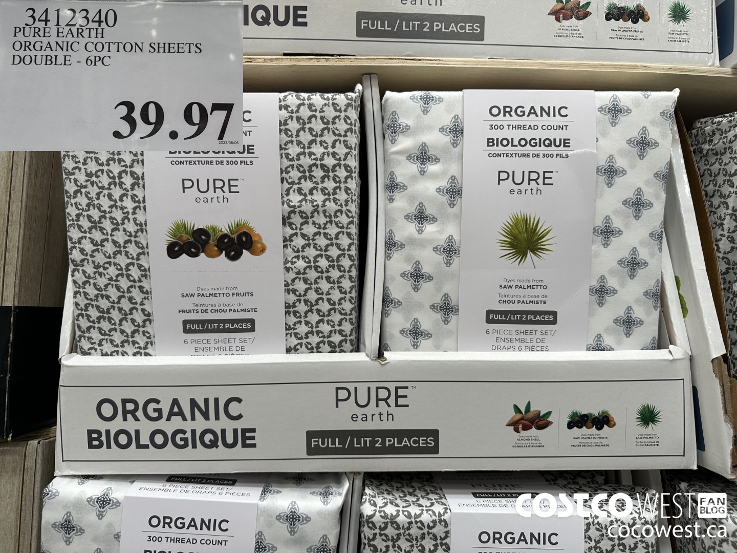 3412340 PURE EARTH ORGANIC COTTON SHEETS DOUBLE 6C $39.97