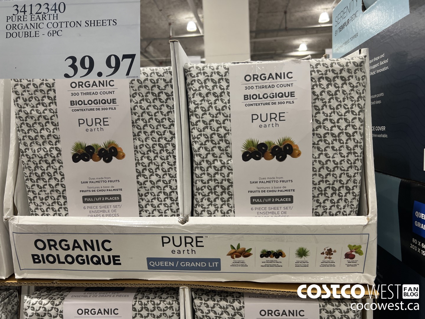 3412340 PURE EARTH ORGANIC COTTON SHEETS DOUBLE 6C $39.97