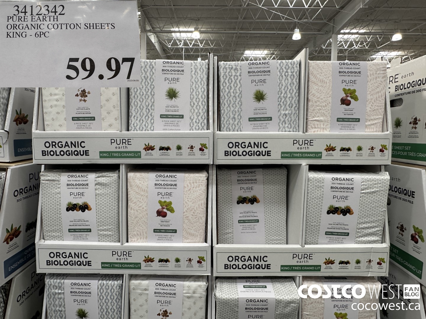 3412342 PURE EARTH ORGANIC COTTON SHEETS KING 6PC $59.97