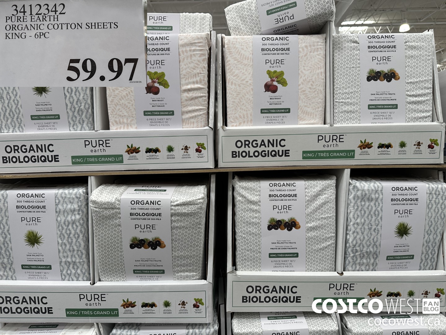 3412342 PURE EARTH ORGANIC COTTON SHEETS KING 6PC $59.97