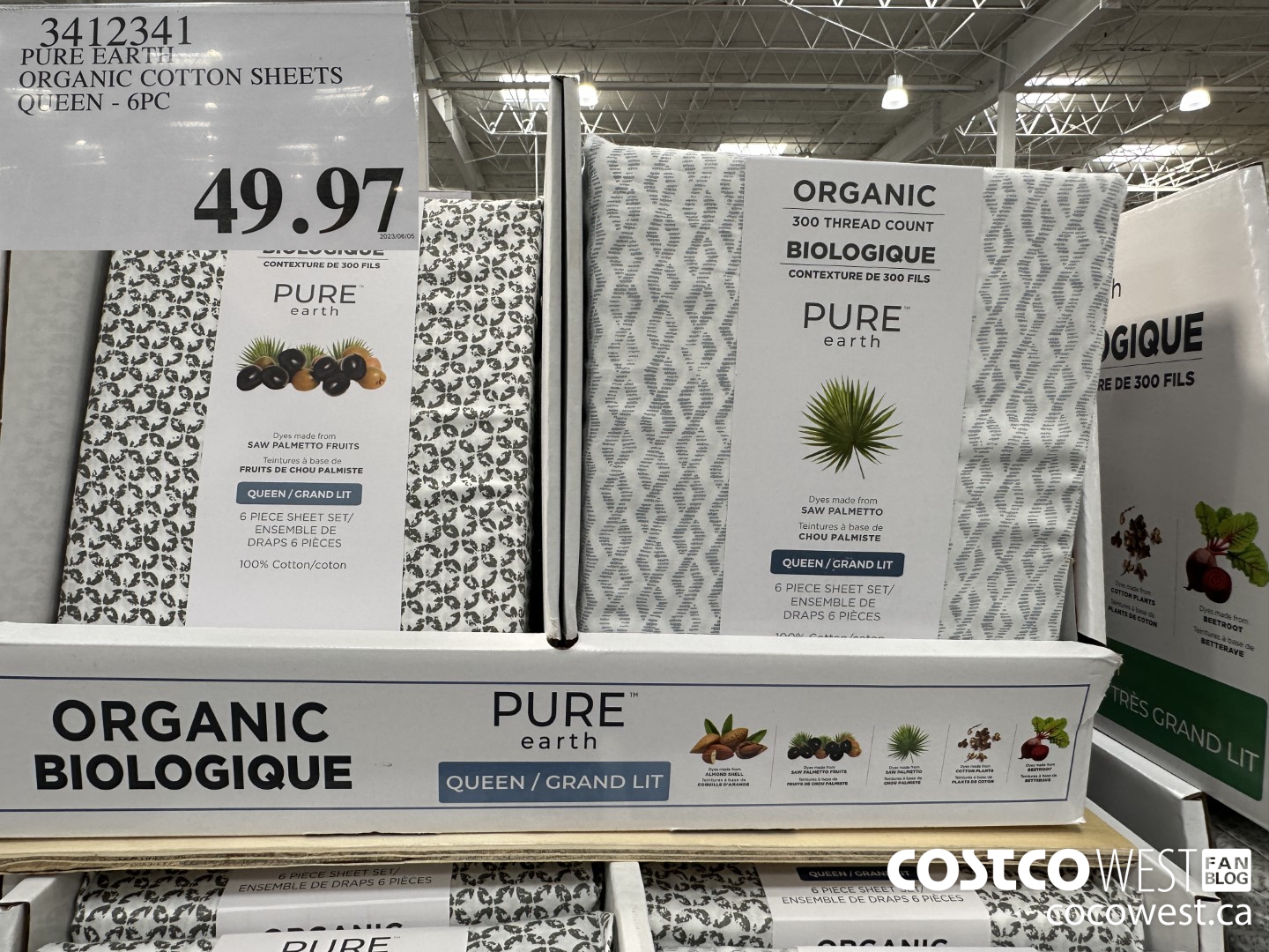 3412341 PURE EARTH ORGANIC COTTON SHEETS QUEEN 6 PC $49.97