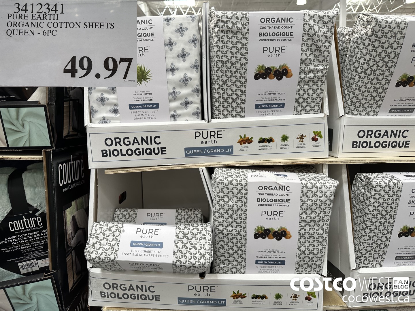 3412341 PURE EARTH ORGANIC COTTON SHEETS QUEEN 6 PC $49.97