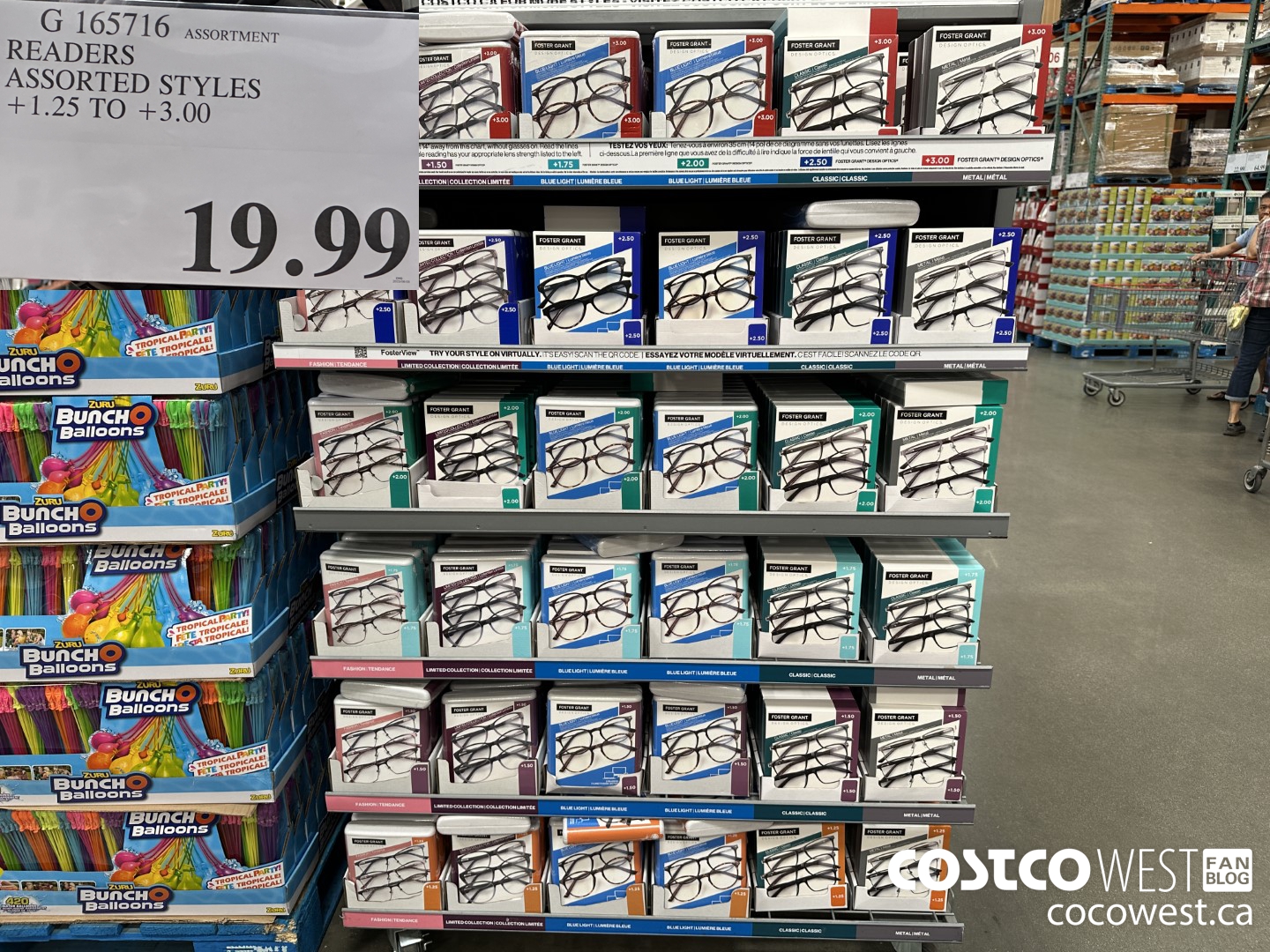 165716 READERS ASSORTED STYLES +1.25 TO +3.00 $19.99