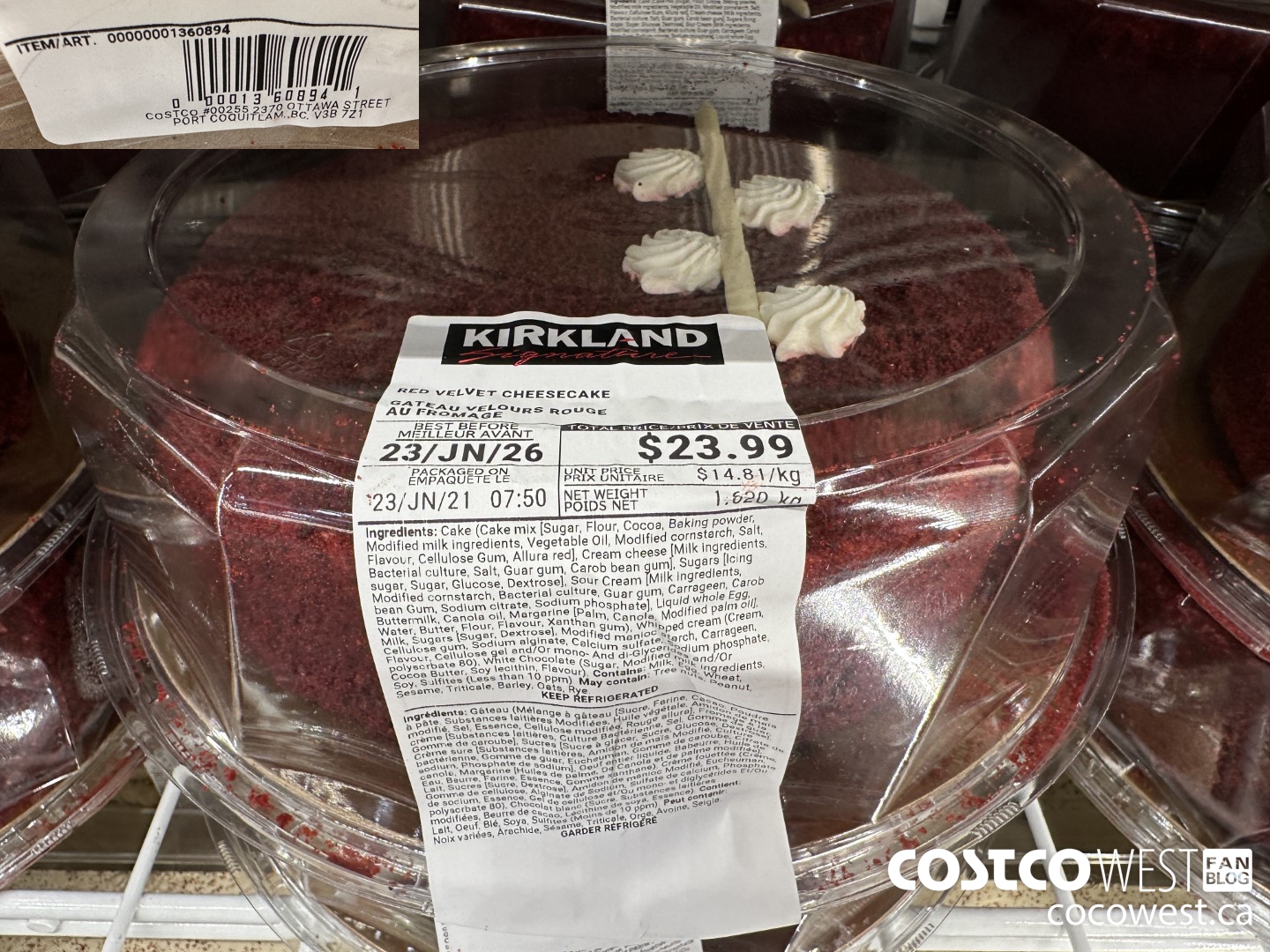 1360894 RED VELVET CHEESECAKE $23.99