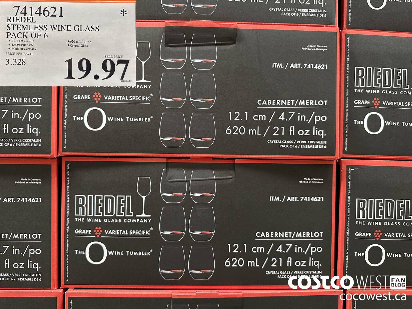 7414621 RIEDEL STEMLESS WINE GLASS PACK OF 6 $19.97