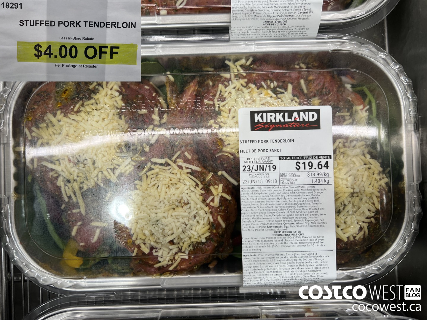 18291 RISOTTO STUFFED PORK TENDERLOIN ($4.00 INSTANT SAVINGS)