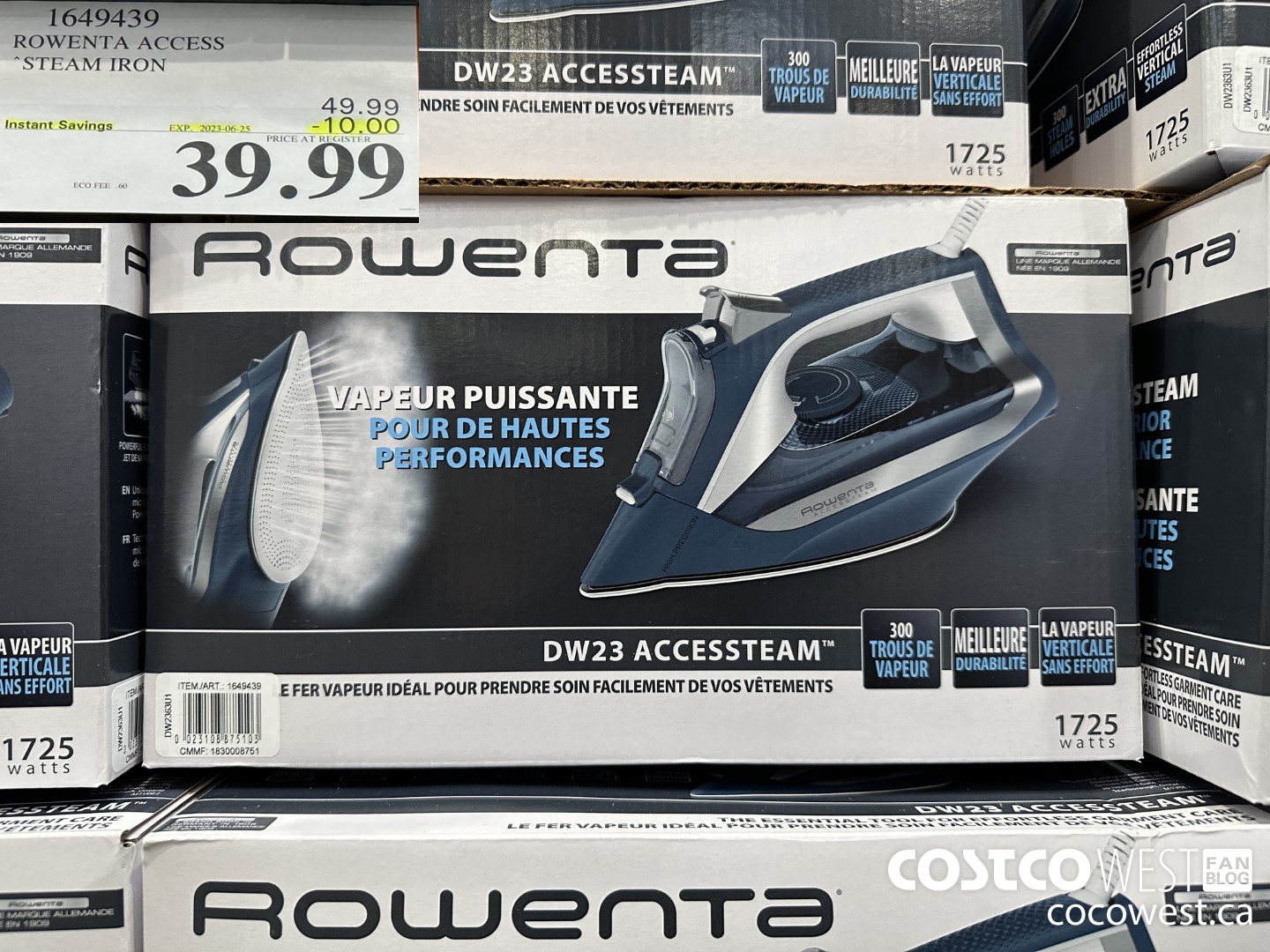 1649439 ROWENTA ACCESS STEAM IRON ($10.00 INSTANT SAVINGS EXPIRES ON 2023-06-25) $39.99