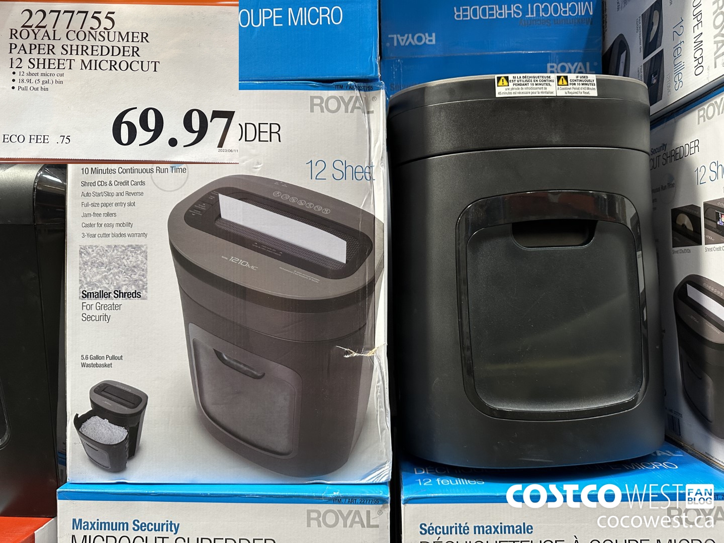 2277755 ROYAL CONSUMER PAPER SHREDDER 12 SHEET MICROCUT $69.97