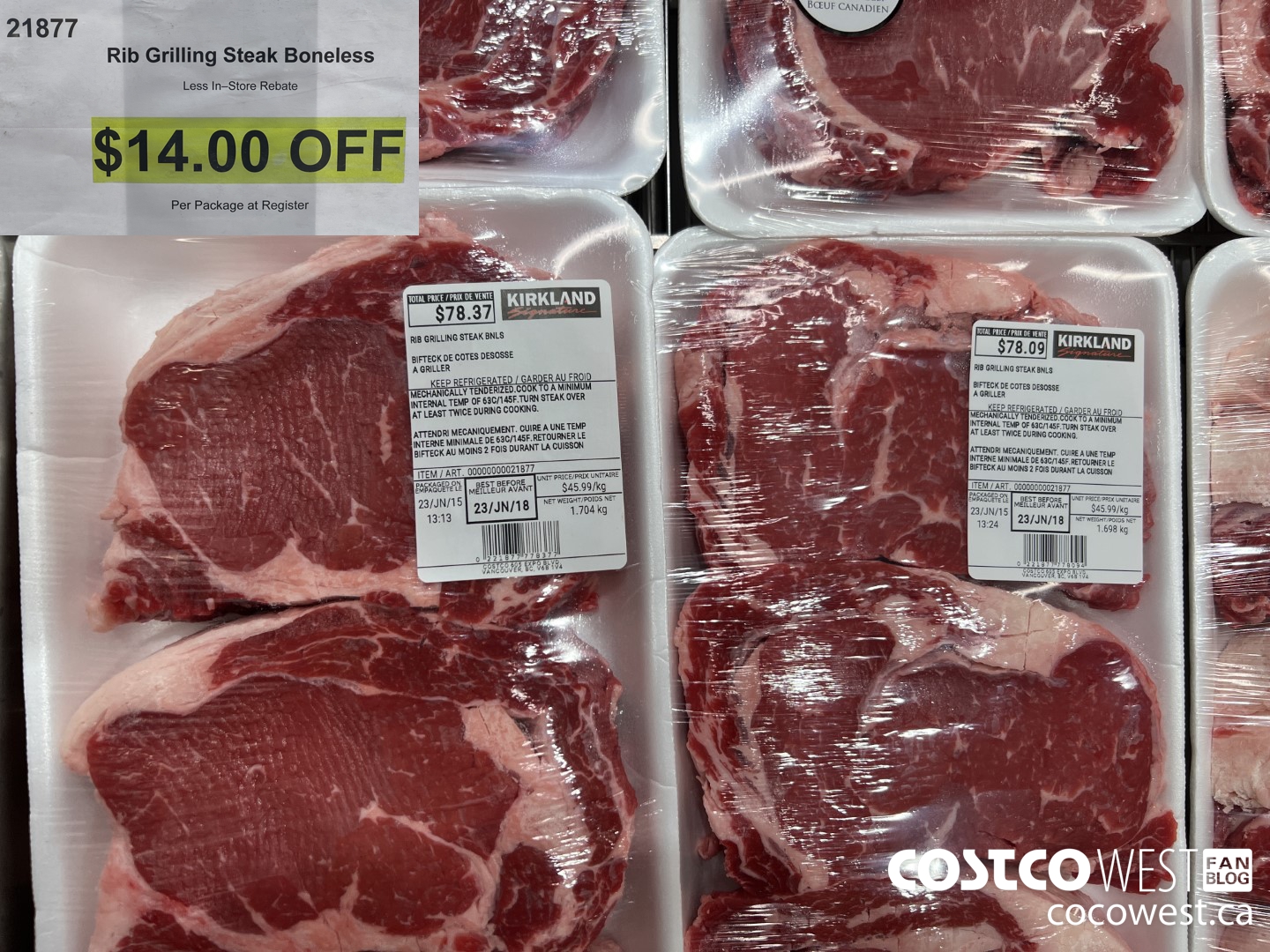 21877 Rib Grilling Steak Boneless ($14.00 INSTANT SAVINGS)