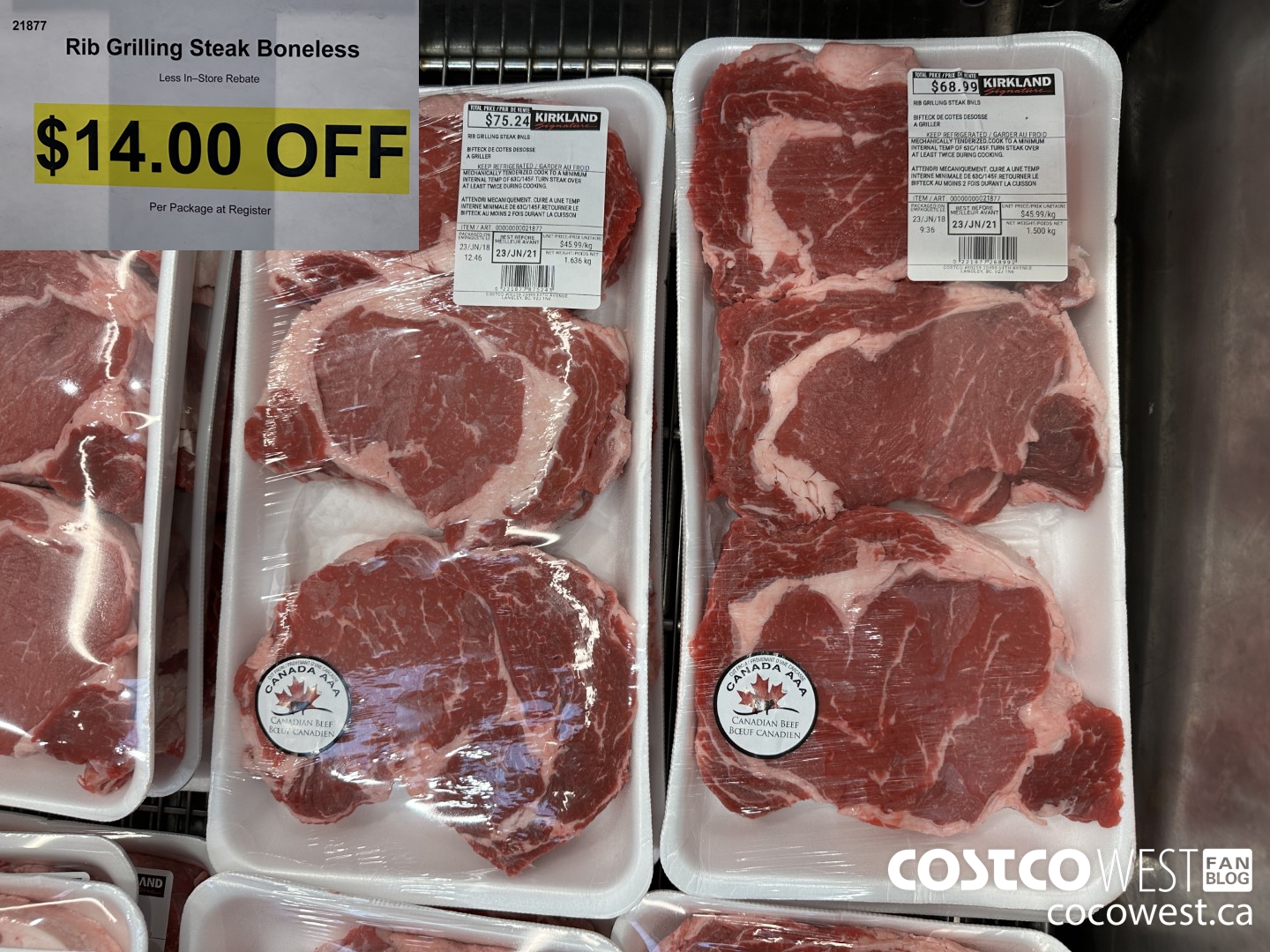 21877 Rib Grilling Steak Boneless ($14.00 INSTANT SAVINGS)