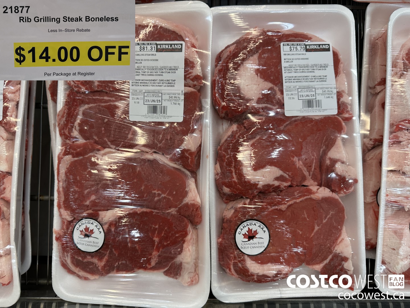 21877 Rib Grilling Steak Boneless ($14.00 INSTANT SAVINGS)