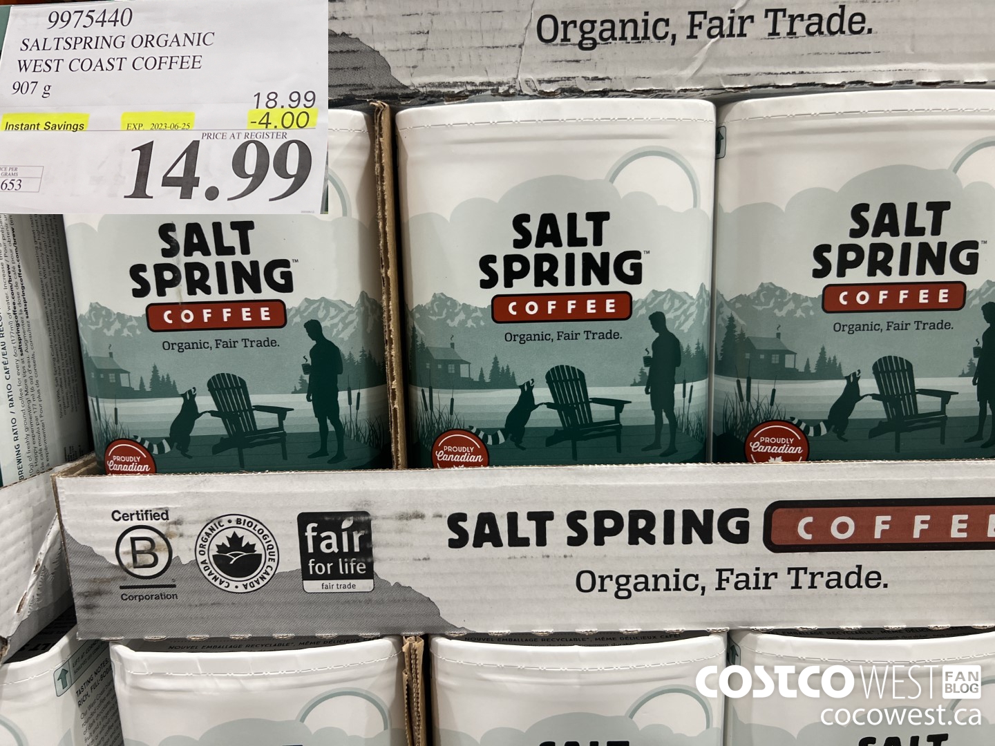 9975440 SALTSPRING COFFEE WEST COAST BLEND 907 G ($4.00 INSTANT SAVINGS EXPIRES ON 2023-06-25) $14.99